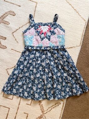 Sea New York Girl's Talia Patchwork Floral-Print Dress Blue Multi Print 8Y